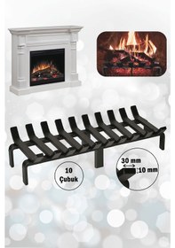Resim 60 Cm X 32 Cm 10 Çubuklu Ekstra Şömine Izgarası Dar Gözlü Izgara 