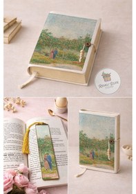 Resim Kitap Kılıfı Ve Metal Kitap Ayracı Seti Van Gogh Flörtleşen Çiftler Bahçesi 