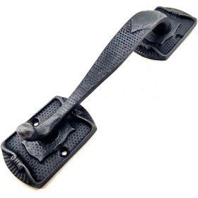 Resim Antika Tarz Dekoratif Pirinç Ayak Tip Büyük Kapı Çekme Kolu - 220X50MM, Oksit 