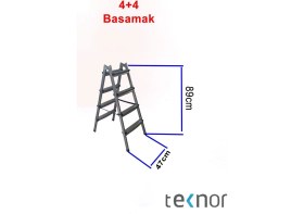Resim Çift Taraflı Dayanıklı Metal Basamaklı Merdiven 