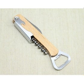 Resim Ahşap Paslanmaz Çelik Tirbuşon Açacak 