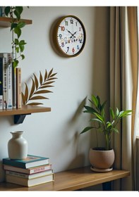 Resim 36 Cm Kahverengi Çocuk Odası Duvar Saati Açık 