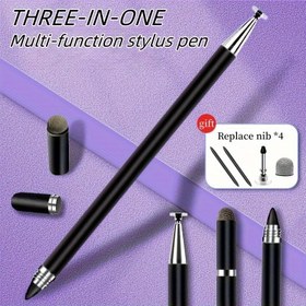 Resim 3'ü 1 Arada Dokunmatik Ekran için Stylus Kalem, Yüksek Hassasiyet ve Duyarlılık, iPhone/iPad/Android Tabletler için Uygun, Tüm Dokunmatik Ekranlarla Uyumlu Siyah/Beyaz 