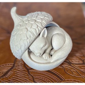 Resim shop Uyuyan Tilki ve Palamut 3D Baskı Dekoratif Figür 