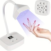 Resim 27W LED Mini Tırnak Lambası Otomatik Sensörlü - Hızlı Kuruyan Kaz Kuyruğu Işığı Tırnak Jeli İçin, 2 Zamanlayıcı ile Şarj Edilebilir Flaş Kürleme Lambası, Ev DIY & Salon Tırnak Sanatı için 360° Ayarlanabilir Tırnak Kurutucu, Tırnak Sanatı Aracı 