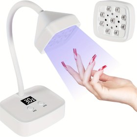 Resim 27W LED Mini Tırnak Lambası Otomatik Sensörlü - Hızlı Kuruyan Kaz Kuyruğu Işığı Tırnak Jeli İçin, 2 Zamanlayıcı ile Şarj Edilebilir Flaş Kürleme Lambası, Ev DIY & Salon Tırnak Sanatı için 360° Ayarlanabilir Tırnak Kurutucu, Tırnak Sanatı Aracı 