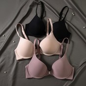 Resim 3'lü seksi ön düğmeli sütyen seti, sarkma önleyici özellikler ve toplanma ve düzeltme için çelik jantlar, güzel sırtlı kadın iç çamaşırı 