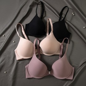 Resim 3'lü seksi ön düğmeli sütyen seti, sarkma önleyici özellikler ve toplanma ve düzeltme için çelik jantlar, güzel sırtlı kadın iç çamaşırı 