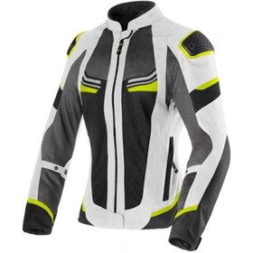 Resim Clover Airjet-6 Korumalı Yazlık Kadın Motosiklet Montu Gri Siyah Sarı 