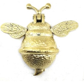 Resim Mena Rise Antika Tarz Dekoratif Pirinç Arı Kapı Tokmağı, Taktak - Büyük, 163X150MM, Sarı - Lisinya 