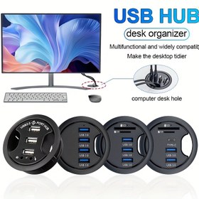 Resim 1 adet USB2.0/3.0 Masaüstü Yüksek Hızlı Hub, TF ve SD Kart Okuyucularla Donatılmış, Type-C Veri Aktarımı ve Şarj Özellikleri. 
