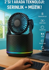 Resim Zineets Işıklı Büyük Boy FANLI Bluetooth Hoparlör Taşınabilir Şarjlı Ses Sistemi Ve Vantilatör Radyolu 