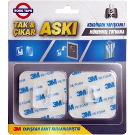 Resim Boss Tape 3M Yapıştırıcılı Tak Çıkar Yapılabilen Geçmeli Askı 5Kg 