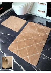 Resim Savera Bej 2li Banyo Paspası 60x100 50x60 Cm Bej 