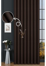 Resim Keten Fon Perde V-4012 Acı Kahve Acı Kahverengi 