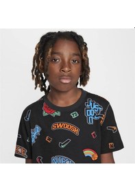 Resim Nike Varzity Aop Pamuklu Çocuk Siyah T-shirt Siyah 