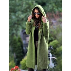 Resim Ön Düğme Kapanışı ile Şık Kadın Kapağı ile Kardigan - Rahat Uzun Kollu Açık Ön Kazak, Düz Renk Bej, Sonbahar/Buzul Katmanı için Mükemmel, Rahat Sonbahar Giyim | Kapüşonlu Kazak | Dokulu 