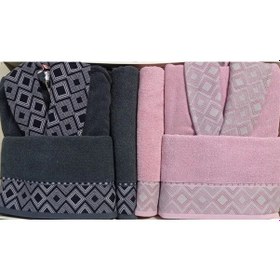 Resim Özdilek Pamuklu 6 Parça Aile Bornoz Seti-snazzy Antrasit Pembe Antrasit - Pembe 