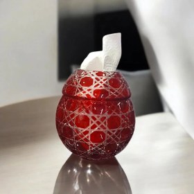 Resim Ayz Home Kesme Kristal Cam Peçetelik ve Çöplüğü. 