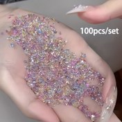 Resim 100 Yeni Tırnak Süsleme Aksesuarı Karışık Renkli Kaplama, Şeffaf Taban, Zirkonya Taşları ve Tırnak Sanatı için Çeşitli Kristal ve Çıplak Elmaslar. 