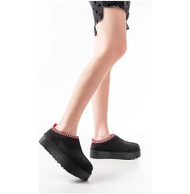 Resim Ndr-2888 Siyah Süet Içi Kürklü Kışlık Kapalı Burun Kadın Günlük Terlik Siyah 