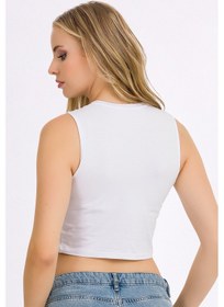 Resim Kadın Likralı Kolsuz Crop Çok Renkli 