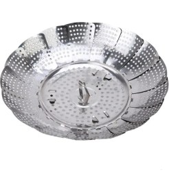 Resim Morport Paslanmaz Çelik Buharda Sebze Pişirme Haşlama Aparatı Katlanabilir Buharlı Pişirici 