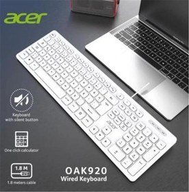 Resim OAK920 Q Usb Beyaz 1.8mt Kablolu Klavye-Tek Tuş Hesap Makinalı (Sessiz Tuş) 