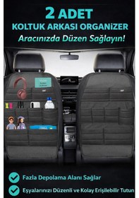 Resim Bod Ecolux Serisi Araba Oto Koltuk Arkası Eşya Düzenleyici Araç İçi Organizer 2'li Set Siyah 
