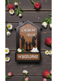 Resim Kişiye Özel Aile İsimliği Kapı Üstü Hoşgeldiniz Yazılı Dekoratif Kapı Süsü Giriş Hoşgeldiniz Süsü 