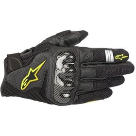 Resim Alpinestars Smx-1 Air V2 Korumalı Motosiklet Eldiveni Siyah Sarı 