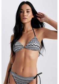 Resim Defacto Fall in Love Regular Fit Etnik Desenli Üçgen Bikini Üstü A0706AX23SMBK81 Siyah 