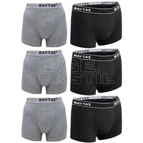 Resim Baytaş Boxer Ekonomik 6Lı Paket 3 Adet Gri 3 Adet Siyah Gri - Siyah 
