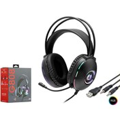 Resim Hadron G808 H83 RGB Ledli Mikrofonlu 2x3.5mm AUX 2mt Kablolu Kulaküstü Oyuncu Kulaklığı - Siyah 