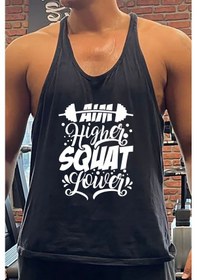 Resim High Squat Gym Fitness Tank Top Sporcu Atleti 