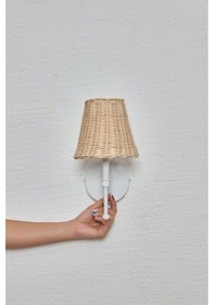 Resim Rattan Beyaz Ledli Duvar Aydınlatması Aplik Beyaz 