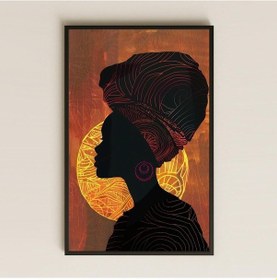 Resim Siluet Stil Afro Tanrıça Portresi Şeffaf Pleksi Tablo 