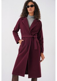 Resim Bigdart 9118 Kruvaze Yaka Kaşe Kaban - Bordo Bordo 