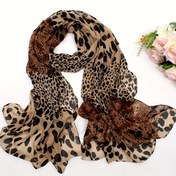 Resim Kadınlar için 1 Adet Boho Chic Leopar Baskılı Eşarp - Dışarı Çıkarken, Seyahat, Plaj İçin Sıcak, Nefes Alabilir %100 Polyester Esnek Olmayan Şifon Şal 