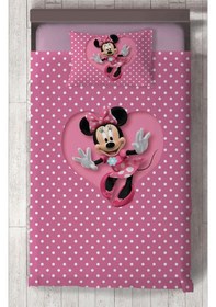 Resim Mekta Home Bebek Ve Çocuk Odası Büyük Kalpli Minnie Mause Desenli Yatak Örtüsü Renkli 