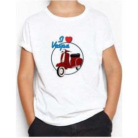 Resim Vespa I Love Beyaz Çocuk Tişört Beyaz 