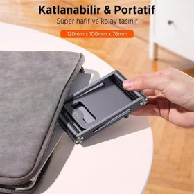 Resim Juo Alüminyum Katlanabilir Metal Masaüstü Telefon Tutucu Standı Uzay Grisi 