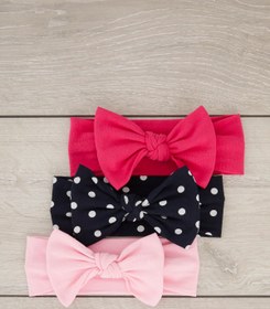 Resim Babygiz El Yapımı Yumuşak Fiyonk Bağlamalı Doğal %100 Pamuklu Penye 3'lü Bebek Çocuk Kız Bandana Seti 