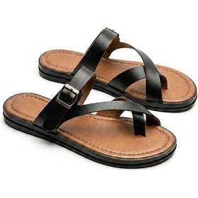 Resim Giamgia Store Kadın Parmak Arası Düz Taban Günlük Siyah Sandalet Veyron10-2421 