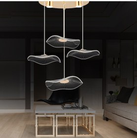 Resim Jolie 4'lü Yuvarlak 3 Renkli 39 Watt Gold Kristal Ledli Modern Oturma Odası Salon Sarkıt Avize Siyah 