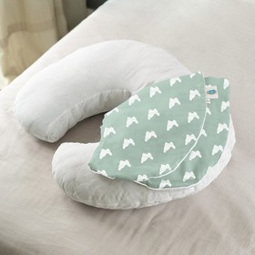 Resim Müslin Bebek Emzirme Destek Yastığı Kılıfı - Mono Lapin Matcha Green 