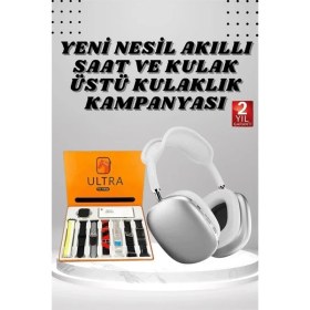 Resim Beruflic Kulak Üstü P9 Kablosuz Bluetooth Kulaklık ve 7 Kordonlu Akıllı Saat 