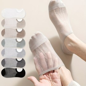 Resim 7'li Paket Erkek Yazlık İnce Düz Renk Balık Ağı Tekne Çorapları 