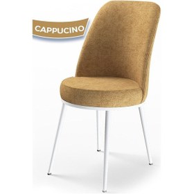 Resim Canisa Nil Serisi 70x110 Sabit Mutfak Masası Takımı Beyaz Masa 4 Cappucino Sandalye Masa Beyaz Sandalye Cappucino 