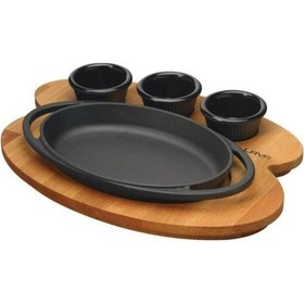 Resim Lava Oval Tava 21*14 Ahşap Altlı 
